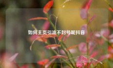如何主页引流不封号呢抖音