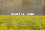 如何运营食品类公众号抖音